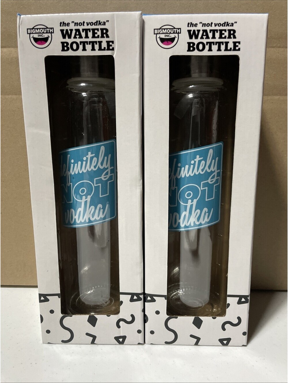 Glass Water Bottle Bigmouth brand the "Not Vodka" - 2 Pack